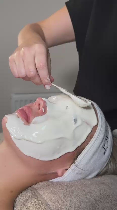 Cooling jelly mask being removed
